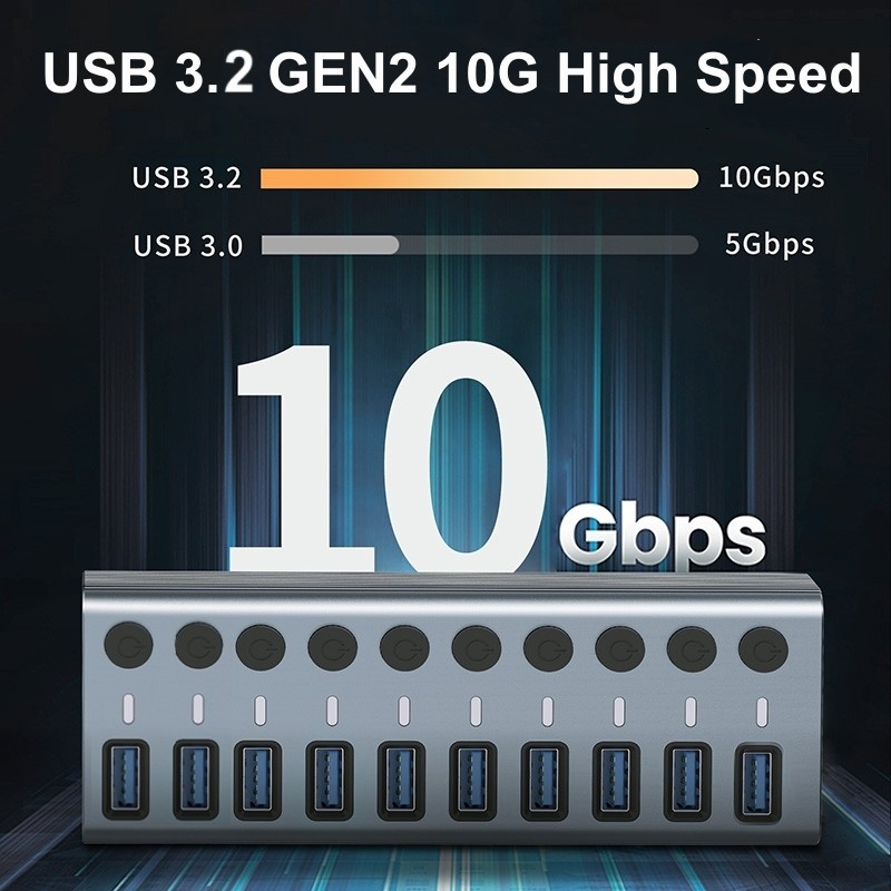 Concentrador USB 3.0 con 10 pu - Usb Hub reseña y precio