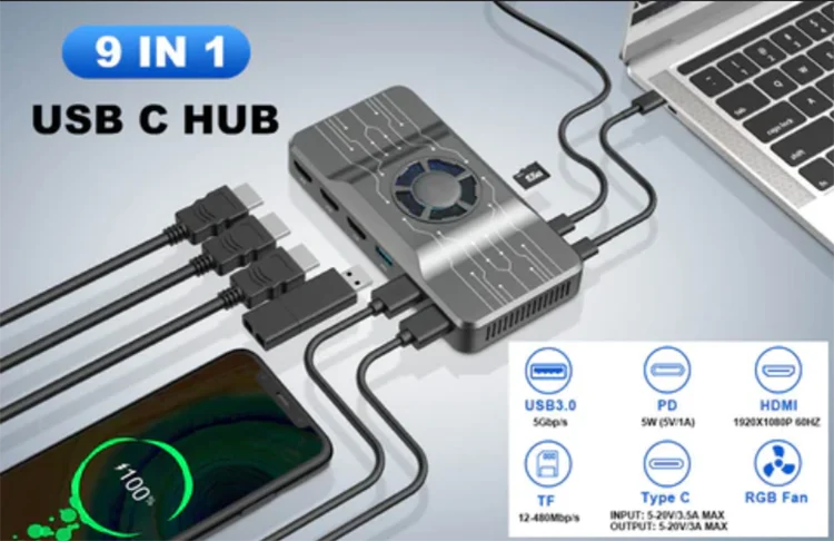 OFIYAA-estación de acoplamient - Usb Hub reseña y precio